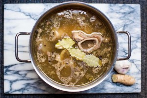 We stew our chicken broth for 24-48 hours, and our beef broth for 72 hours!